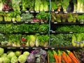 The fresh produce aisle of a grocery store with colorful fresh fruits and vegetables