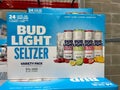 Cases of Bud Light Hard Seltzer alcohol beverages at a Sams Club store