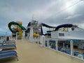 The Main Pool lounging area on the Norwegian Cruise Line NCL  cruise ship Escape in Port Canaveral, Florida Royalty Free Stock Photo