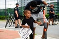 Orlando, FL, USA - JUNE 19, 2020: Family. Black family, father and son together. Happy kid.