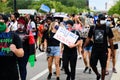 Orlando, FL, USA - JUNE 19, 2020: Silence is violence poster. Black Lives Matter. Many american people went to peaceful