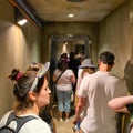People waiting in line to get on the Millenium Falcon Smuggler`s Run ride