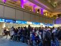 People waiting in line to go through Orlando International Airport MCO TSA security Royalty Free Stock Photo