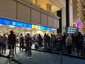 People waiting in line to go through Orlando International Airport MCO TSA security Royalty Free Stock Photo