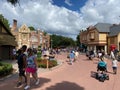 People walking around the England area of the World Showcase in EPCOT