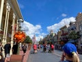 People walking down Main Street USA  at Disney World Royalty Free Stock Photo