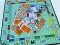 Pieces for the game Monopoly by Hasbro on a white background.  Concept business Royalty Free Stock Photo