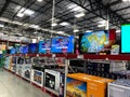 The TV aisle of a Sams Club Wholesale retail store