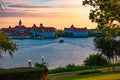 Beautiful view of Grand Floridian Resort & Spa and taxi boat on blue lake at Walt Disney World  area  2 Royalty Free Stock Photo