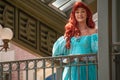 Ariel waving from the balcony at Walt Disney World Railroad at Magic Kingdom 118