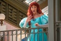 Ariel waving from the balcony at Walt Disney World Railroad at Magic Kingdom 122