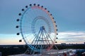 Giant wheel, air view from International Drive. Beatiful sunset backround