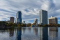 Panoramic view of Lake Eola Park west side at downtown area 7. Royalty Free Stock Photo