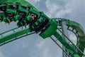 People having fun amazing The Incredible Hulk rollercoaster , during vacation summer at Island of Adventure 5