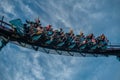 People having fun amazing Mako roller coaster at Seaworld 1