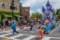 Prairie Dawn , Ernie and woman dancers in Sesame Street Party Parade at Seaworld 2