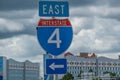 Top view East Interstate 4 sign at Universal Studios area.