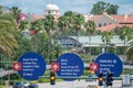 Top view of Hotel and Theme Park signs at Universal Studios area Royalty Free Stock Photo