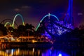 Colorful tree iluminated and rollercoasters at Seaworld 402