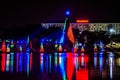 Illuminated and colorful Sea of Christmas Trees and partial view of Reinassance Hotel at Seaworld 4.