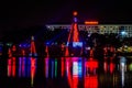 Illuminated and colorful Sea of Christmas Trees and partial view of Reinassance Hotel at Seaworld 17