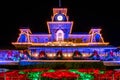 Illuminated vintage train station at Magic Kingdom 63