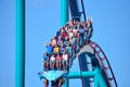 People enjoy thrills for ride of the Mako roller coaster in amusement park at Seaworld in International Drive area 5