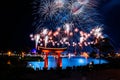 Spectacular view of Epcot Forever fireworks and Japan arch in Walt Disney World 8.
