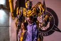 People taking picture with Bumblebee Transformer at Universal Studios