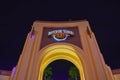 Top view of Universal Studios arch at night in Universal Studios area 2 Royalty Free Stock Photo