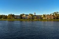 Colorful Victorian style Hotel on blue sky background at Lake Buena Vista area