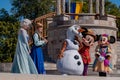 Mickey, Minnie , Anna, Elsa y Olaf in Mickeys Royal Friendship Faire in Magic Kingdom 9 Royalty Free Stock Photo