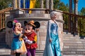 Mickey, Minnie and Elsa in Mickeys Royal Friendship Faire in Magic Kingdom 44. Royalty Free Stock Photo