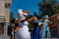 Olaf, Elsa and Anna in Mickeys Royal Friendship Faire in Magic Kingdom 47 Royalty Free Stock Photo