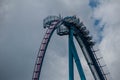People having fun amazing Mako rollercoaster during summer vacation at Seaworld 3