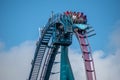 People having fun riding Mako rollercoaster during summer vacation at Seaworld 88 Royalty Free Stock Photo