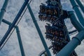 Excited faces of people having fun Manta Ray rollercoaster at Seaworld 14