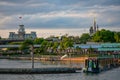 Panoramic view of Cinderellas Castle and vintage Train Station at Magic Kingdom in Walt Disney World 1