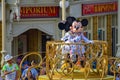 Panoramic view of Mickey and Minnie`s Surprise Celebration parade  on Main Street in Magic Kingdom at Walt Disney World  2 Royalty Free Stock Photo