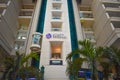 Partial view of Hyatt Regency Hotel and elevators  at Orlando International Airport . Royalty Free Stock Photo