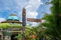 Punga racers mat slides sign at Volcano Bay in Universal Studios area. Royalty Free Stock Photo