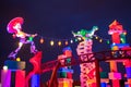 Top view of Jessie The Cowgirl and Rex dinosaur at Slinky Dog Dash rollercoaster in Hollywood Studios at Walt Disney World area