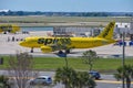 View of airplanes from Spirit Airlines NK at the gate in Orlando International Airport MCO 1