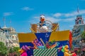 Donald Duck in Mickey and Minnie`s Surprise Celebration parade on lightblue sky background at Walt Disney World  16 Royalty Free Stock Photo