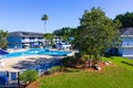 Orlando, Florida - May 8, 2018: Swimming pool in Rodeway Inn Maingate resort or hotel at Orlando, Florida, USA