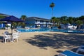 Orlando, Florida - May 8, 2018: Swimming pool in Rodeway Inn Maingate resort or hotel at Orlando, Florida, USA