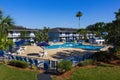 Orlando, Florida - May 8, 2018: Swimming pool in Rodeway Inn Maingate resort or hotel at Orlando, Florida, USA