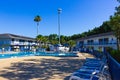 Orlando, Florida - May 8, 2018: Swimming pool in Rodeway Inn Maingate resort or hotel at Orlando, Florida, USA