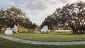ORLANDO, FLORIDA: NOV 21, 2019: Mennello Museum of American Art outdoor sculpture garden at sunset