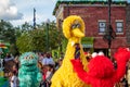 Big Bird , Rosita and Elmo in Sesame Steet Party Parade at Seaworld Royalty Free Stock Photo